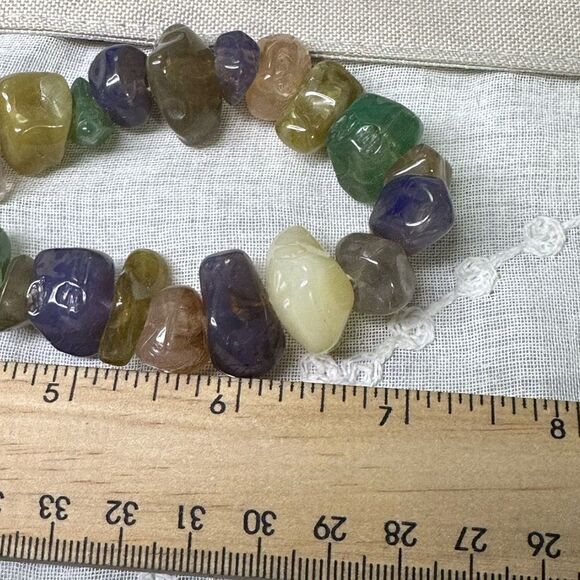 Light Weight Faux Gemstone Resin Bead Vintage Necklace 14” - Picture 2 of 3